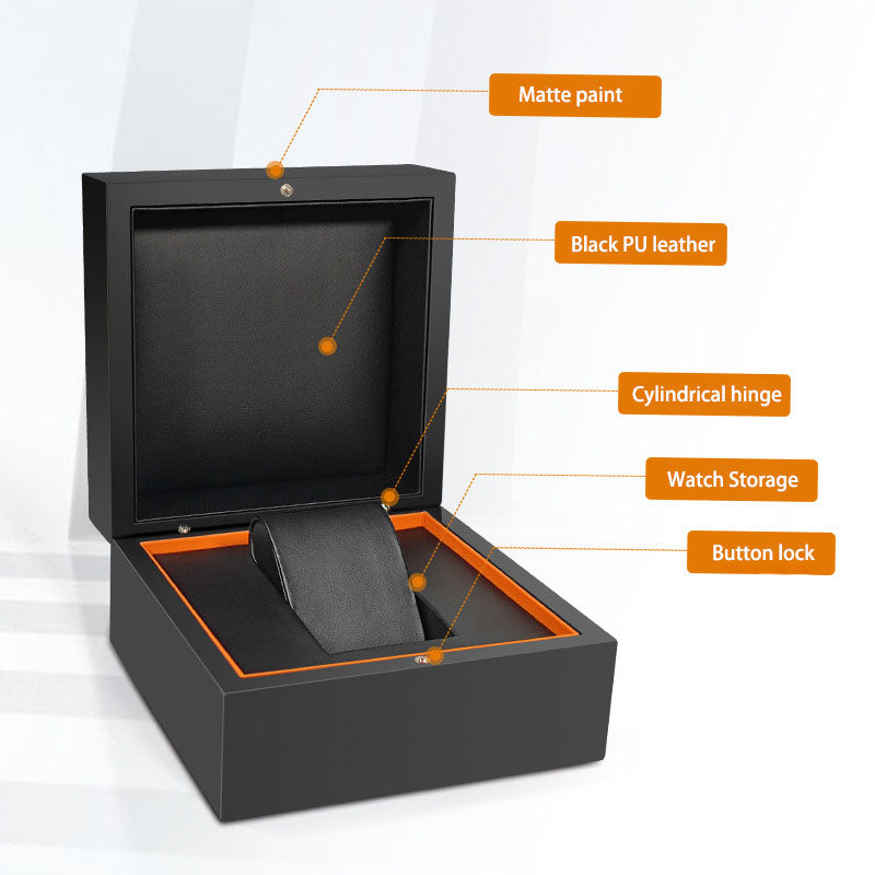 Luxury PU Leather Jewelry Box & Watch Box – High-End Flip Cover Black Gift Storage Packaging Set
