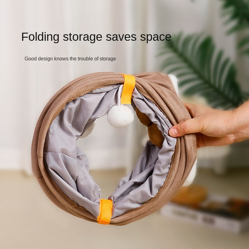 Cat Rolling Cage Toy Tunnel – Hide-and-Seek Straight Tunnel Cat Bed & Play Tube