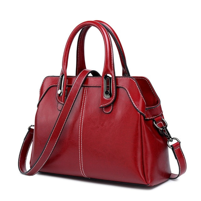 Vintage Business Genuine Leather Handbag – Luxury Women’s Designer Shoulder & Crossbody Satchel