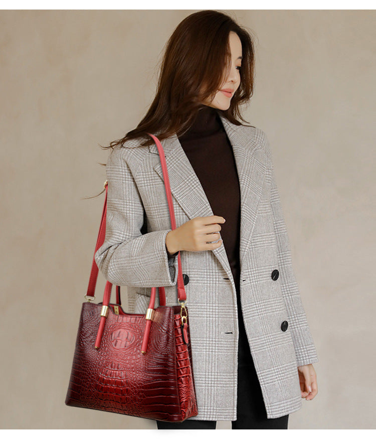 Fashion Alligator Women Handbags – Designer Crocodile PU Leather Large Tote & Luxury Crossbody Bag