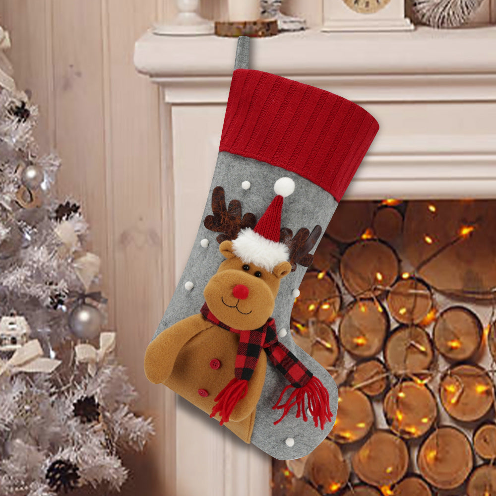 Holiday Socks Creative Cartoon Old Man Snowman Elk Gift Bag – Christmas Home Decoration & Festive Accessories