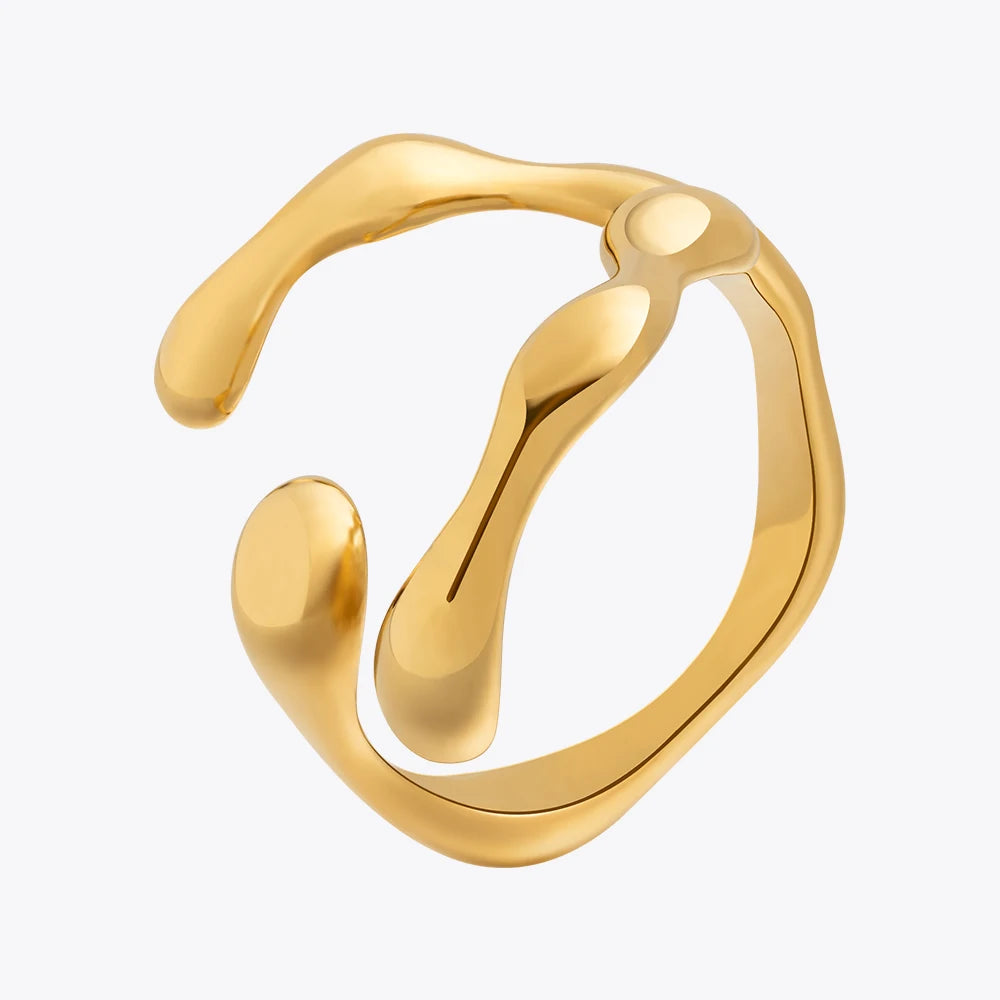 Y Shape Open Ring for Women – Gold Color Stainless Steel Hypoallergenic Titanium Fashion Jewelry