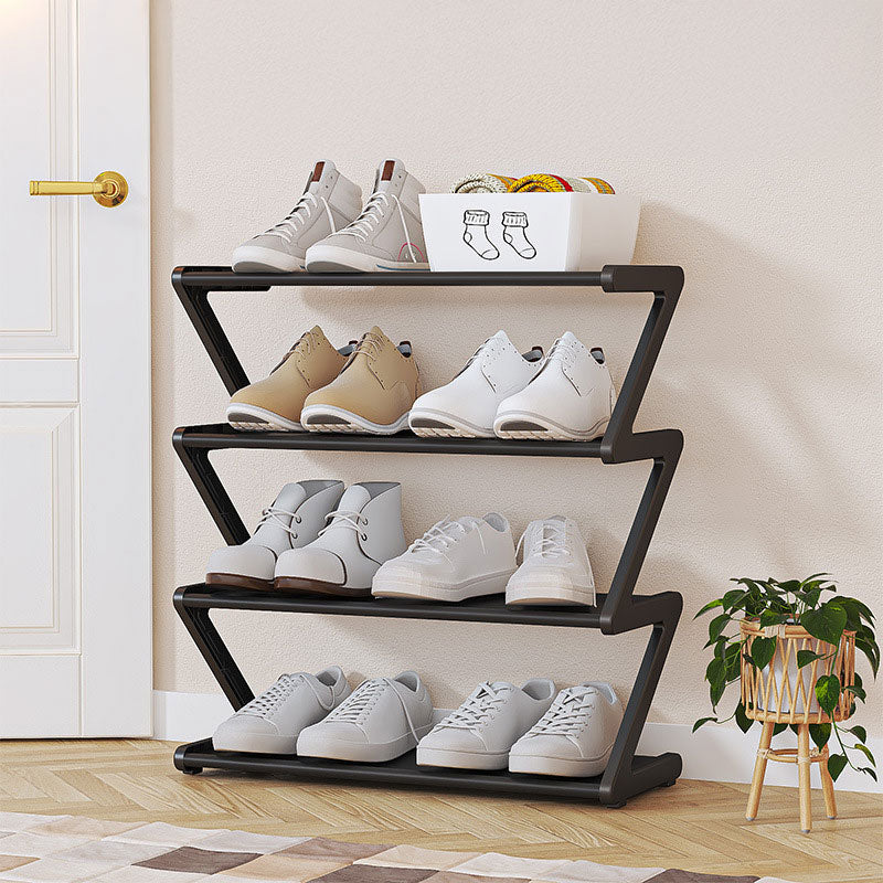 Z-Shaped 4-Layer Shoe Organizer – Space-Saving Adjustable Shoe Rack for Wall or Corner, Stackable Storage Shelf