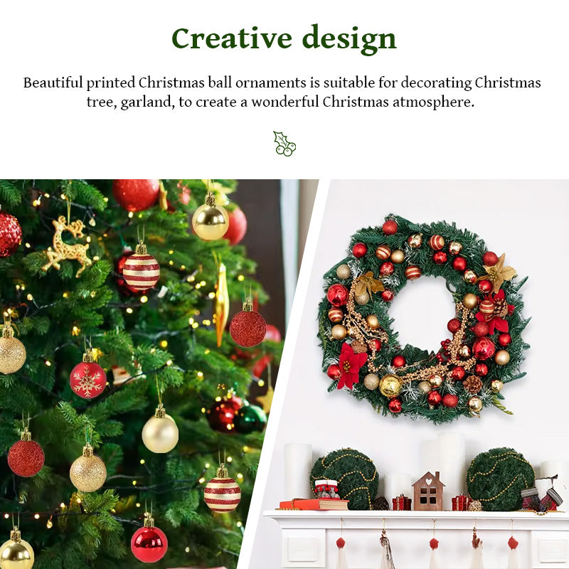 50 Pcs Gold Red Hanging Christmas Tree Ball Ornaments – 2025/2026 Home Holiday Decorations & New Year Gifts