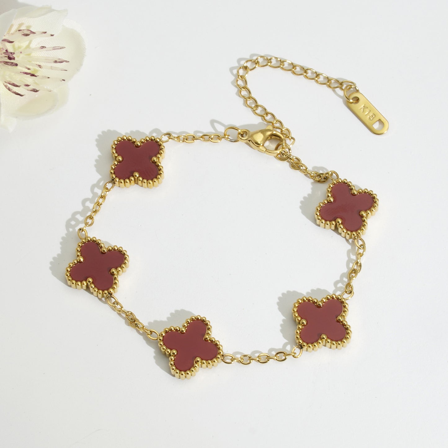 18K Gold Titanium Steel Four-Leaf Clover Bracelet Necklace – Lucky Luxury Jewelry Set