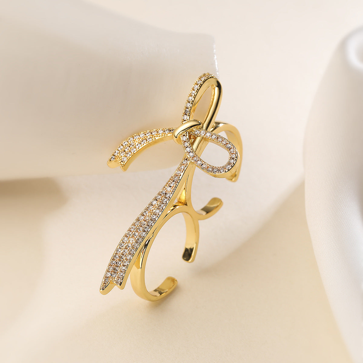 European and American Irregular Geometric Zircon Copper Ring – Luxury Exaggerated Women’s Fashion Jewelry