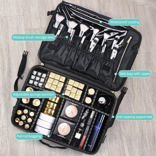 PU Portable Zipper Pouch Leather Makeup Organizer – Waterproof Zipper Pouch with Handle for Travel & Daily Use