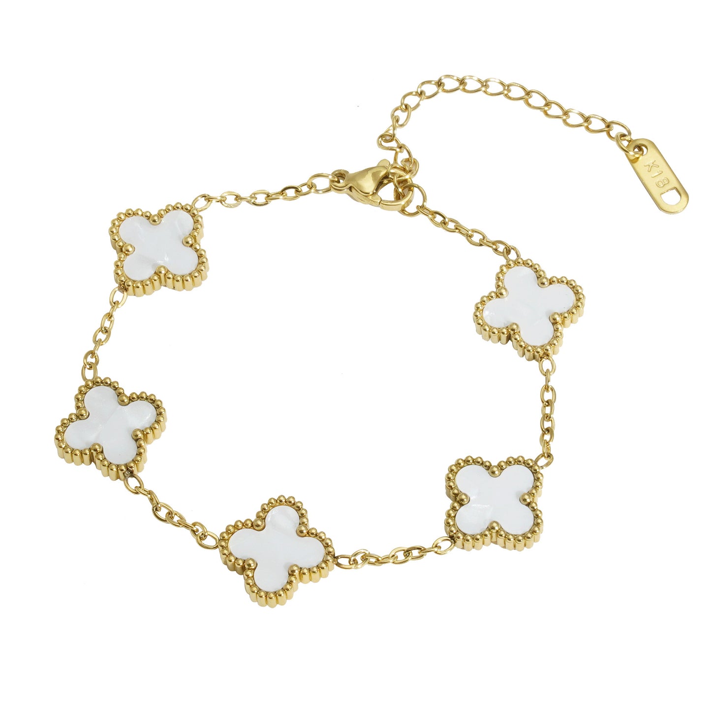 18K Gold Titanium Steel Four-Leaf Clover Bracelet Necklace – Lucky Luxury Jewelry Set