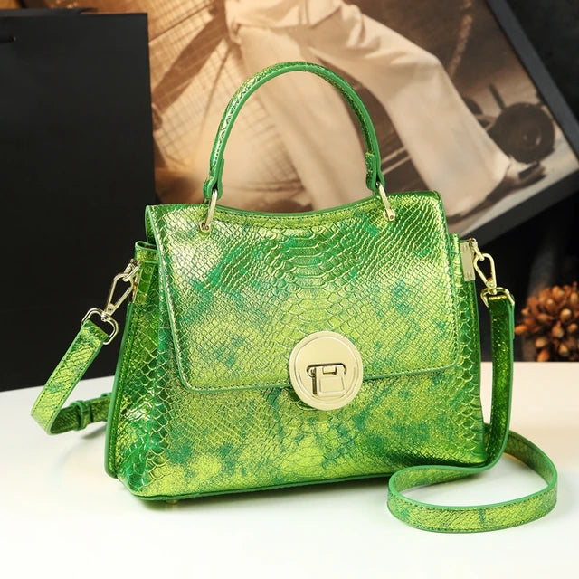 Luxury Fashion Women’s Bag – Small Laser-Cut Genuine Leather Handbag, Shoulder & Crossbody Mom Bag