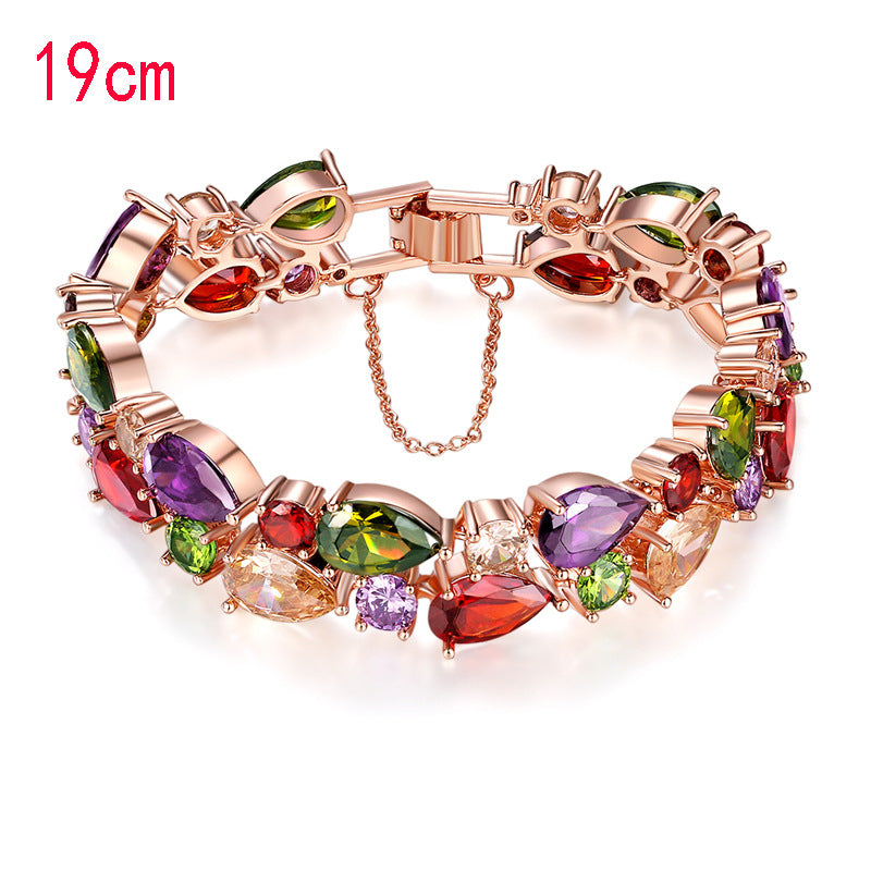 Colorful Rose Gold Zircon Bracelet – Mona Lisa Luxury Exaggerated AAA Jewelry
