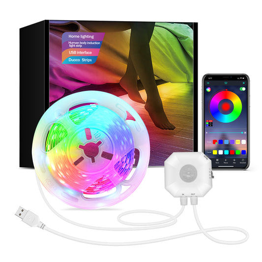 Colorful Bluetooth App Human Body Sensing Bedside Lamp – Smart USB 5V 5050 Bedroom Induction Light
