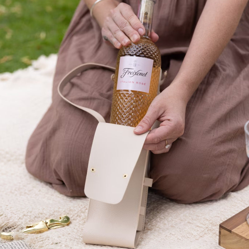 Wine Tote Bag with Leather – Portable Wine & Champagne Carrier for Picnics