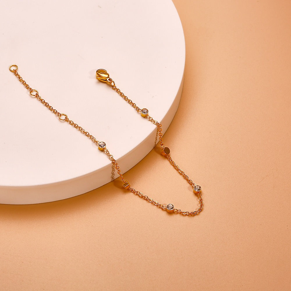 Single Diamond Six Diamond Stainless Steel Bracelet – Luxury Elegant Jewelry for Women