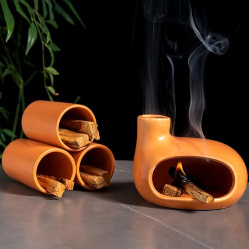 Ceramic Incense Burner with Palo Santo & Sage – Aromatherapy Home Décor Gift