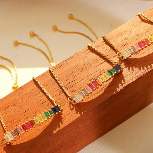 Contrast Zircon Titanium Steel Bracelet Gold-Plated – Elegant Luxury Jewelry Gift