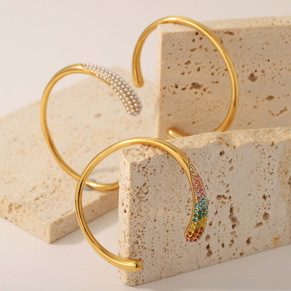 Colorful Zirconium Stainless Steel Bracelet – Luxury Full Diamond Fashion Jewelry