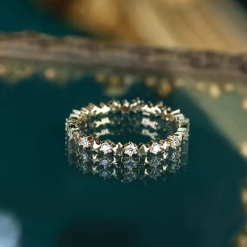 Real 925 Sterling Silver 14K Gold Plating Rings for Women – Elegant Luxury Zircon Jewelry Gift