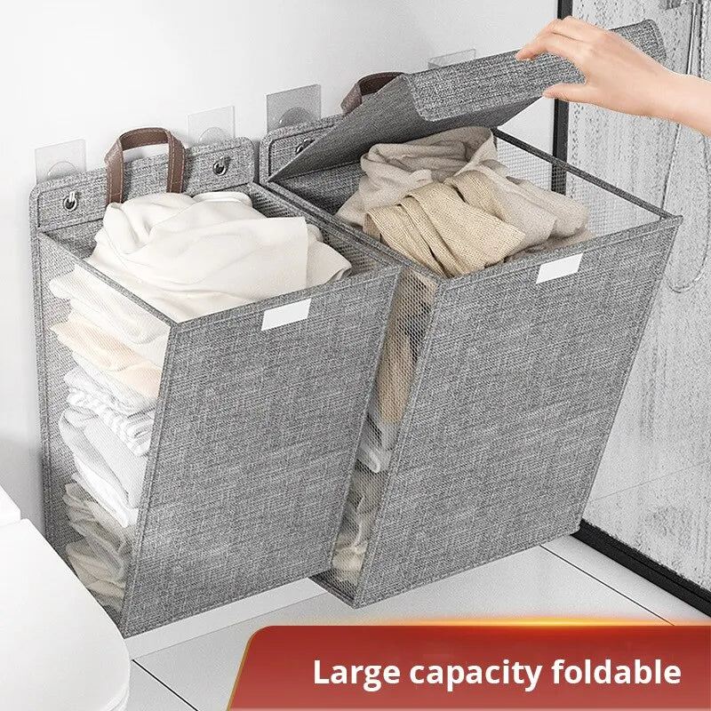 Dirty Clothes Basket – Foldable Multi-functional Home & Dormitory Wall Hanging Storage Organizer
