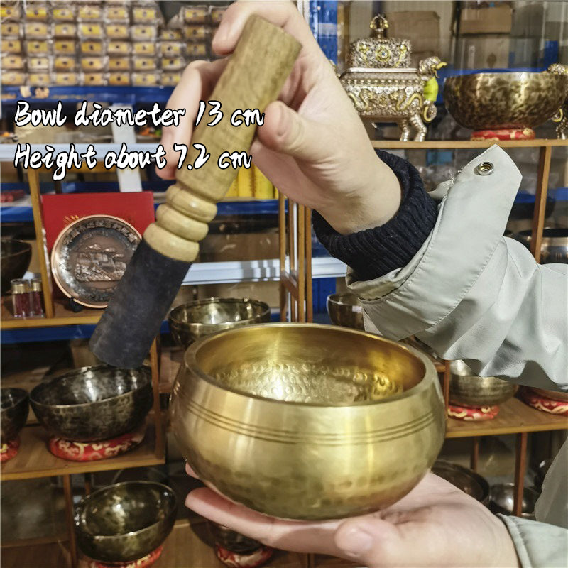 Tibetan Brass Singing Bowl with Sanskrit – Handmade Meditation Instrument for Stress Relief & Mindfulness