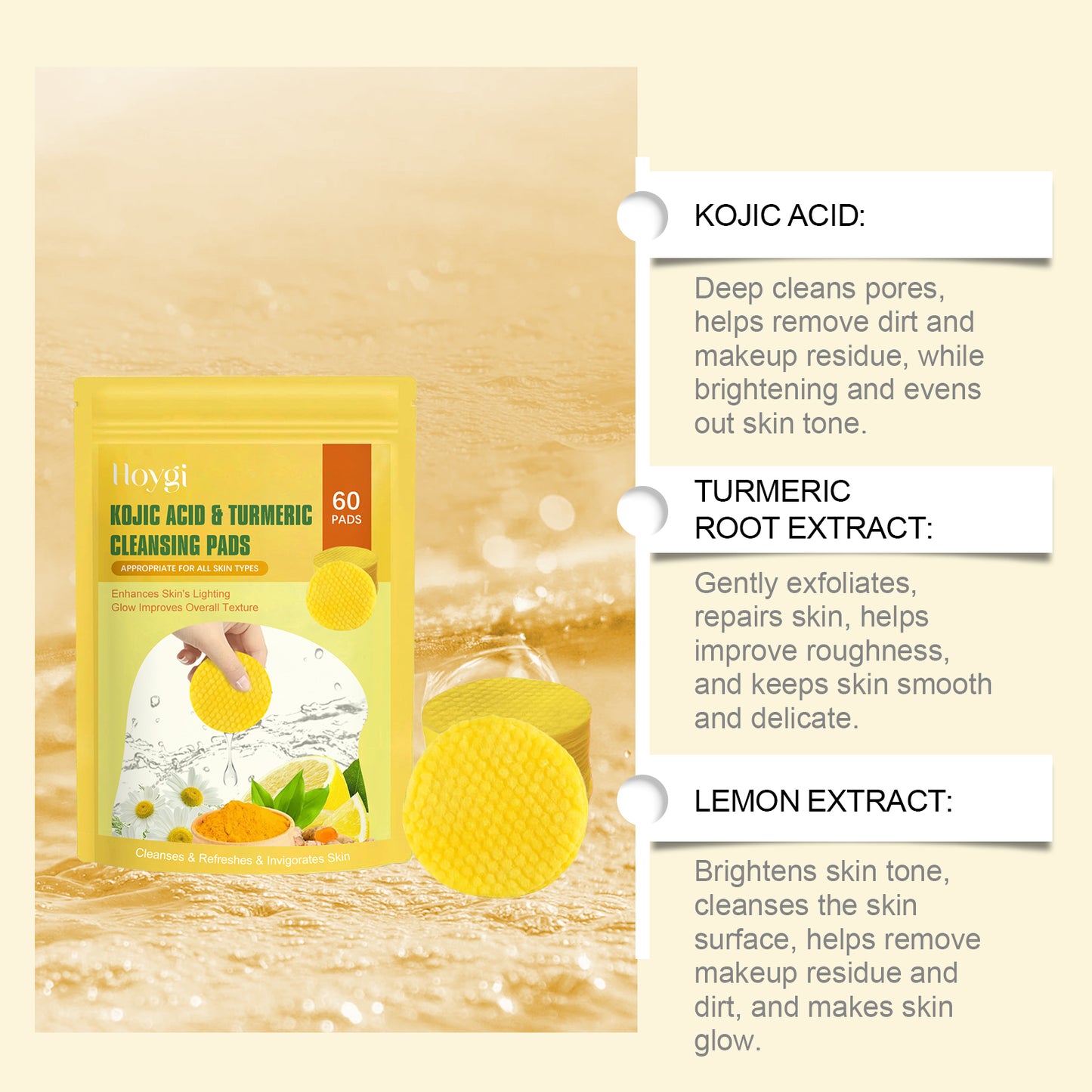 Turmeric Acid Cleansing Pad – Gentle Exfoliating & Hydrating Face Care for Smooth Radiant Skin