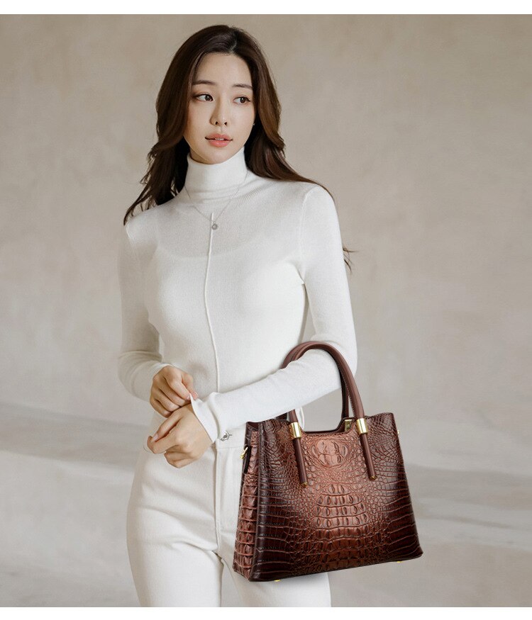 Fashion Alligator Women Handbags – Designer Crocodile PU Leather Large Tote & Luxury Crossbody Bag