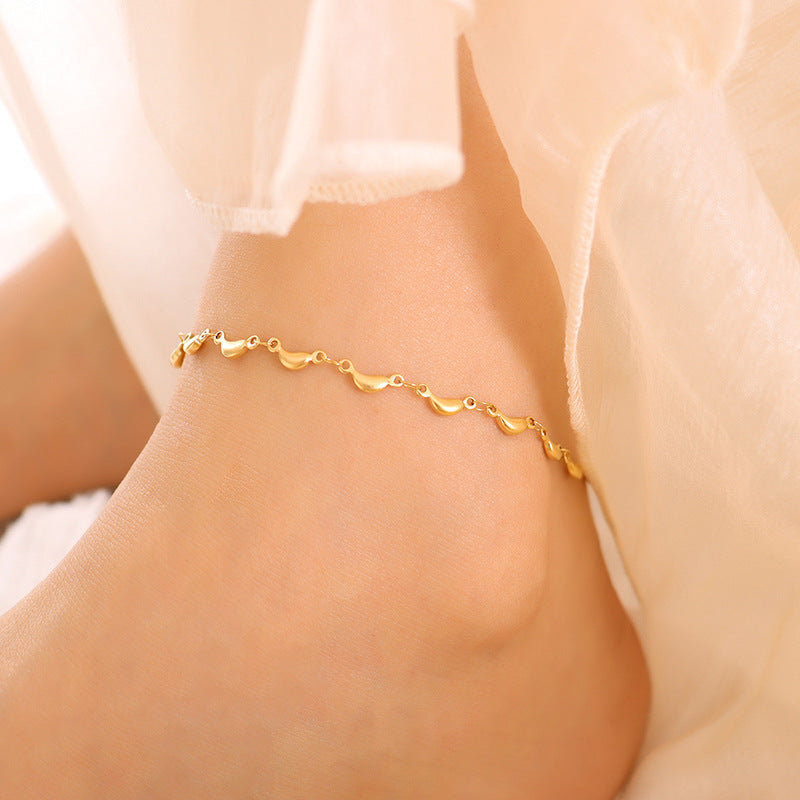 Titanium Steel 18K Gold Dolphin Anklet – Rustic Geometric Fashion Jewelry for Women
