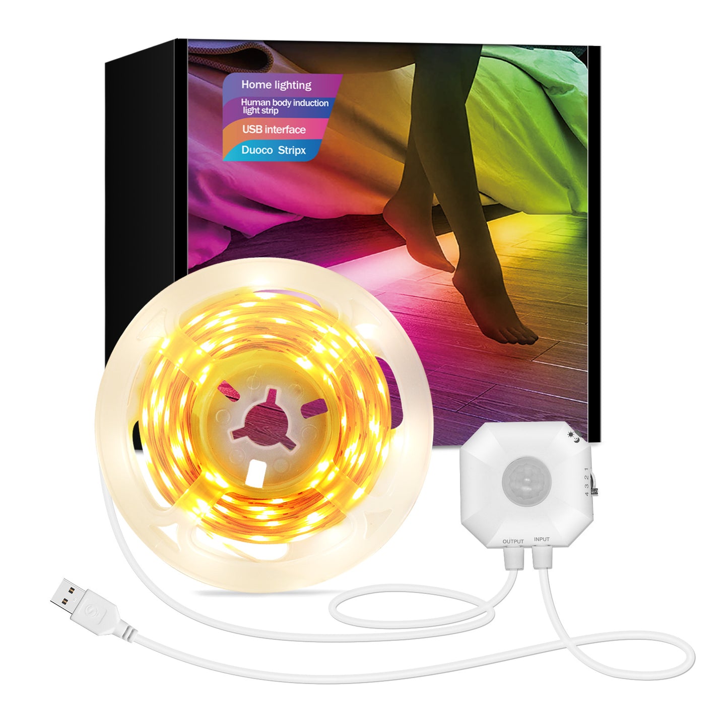 Colorful Bluetooth App Human Body Sensing Bedside Lamp – Smart USB 5V 5050 Bedroom Induction Light