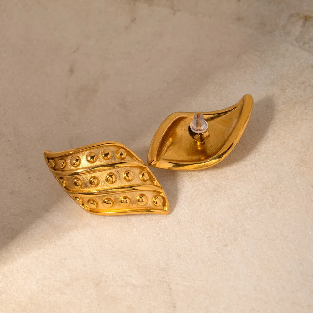 18K Gold-Plated Stainless Steel Stud Earrings – Perfect Gift for Her | Hypoallergenic & Long-Lasting