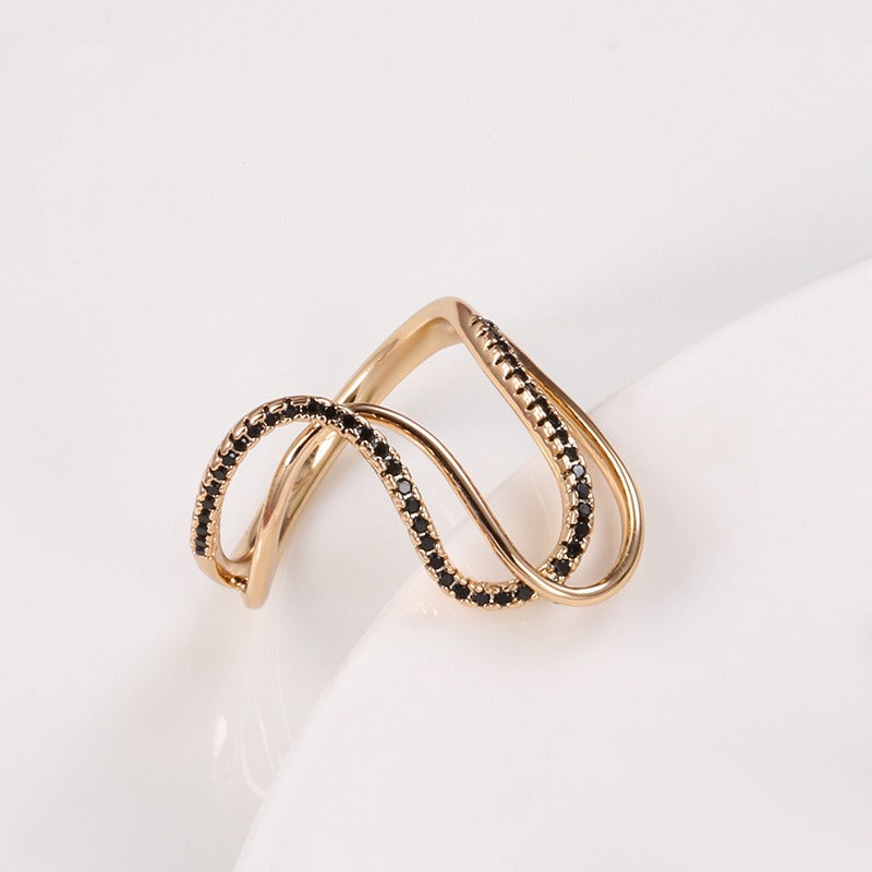 Korean Fashion Micro-Paved Zirconia Ring for Women – Irregular Luxury