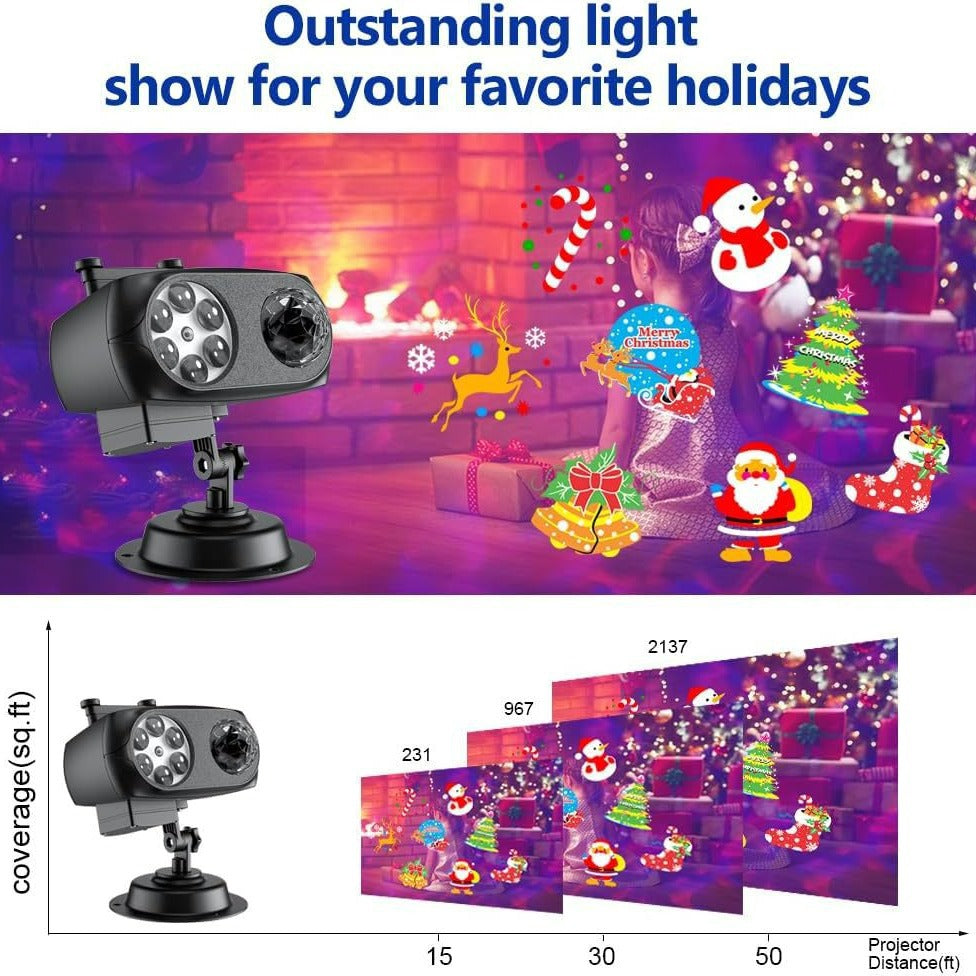 LED Christmas Projection Lights – Outdoor Waterproof Remote Control for Halloween & Holiday Decoration