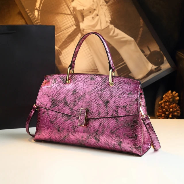 Snake Print Leather Women Bags – Luxury Fashion Handbags, Shoulder & Crossbody Tote