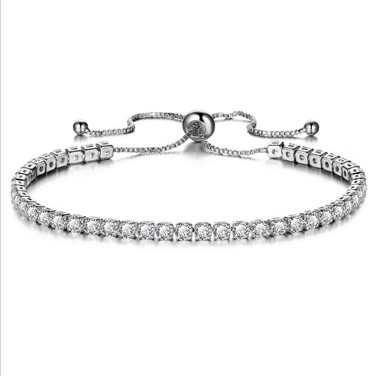 Luxury Cubic Zirconia Tennis Bracelet – 4mm Iced Out Chain Crystal Gold Silver Wedding Bracelet
