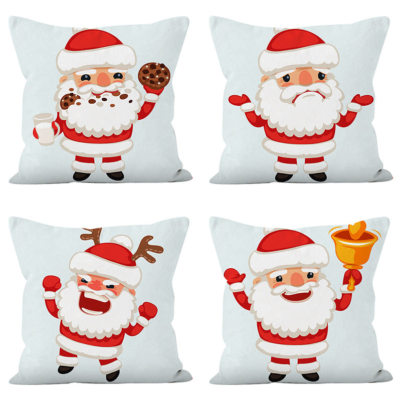 Santa Claus Printed Pillow Cover – Super Soft Holiday Cushion for Home Sofa & Christmas Party Decoration