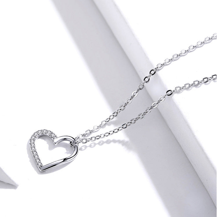Elegant White Gold Plated Heart Necklace – Perfect Gift for Her
