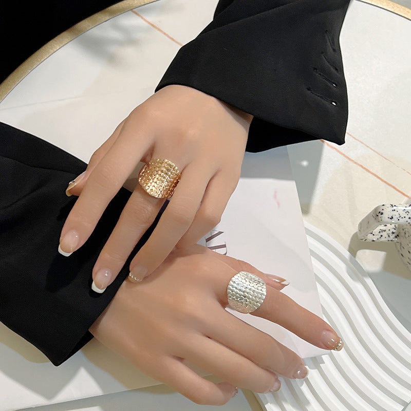 Chunky Gold Color Rings for Women Men – Irregular Geometric Elastic Fashion Jewelry