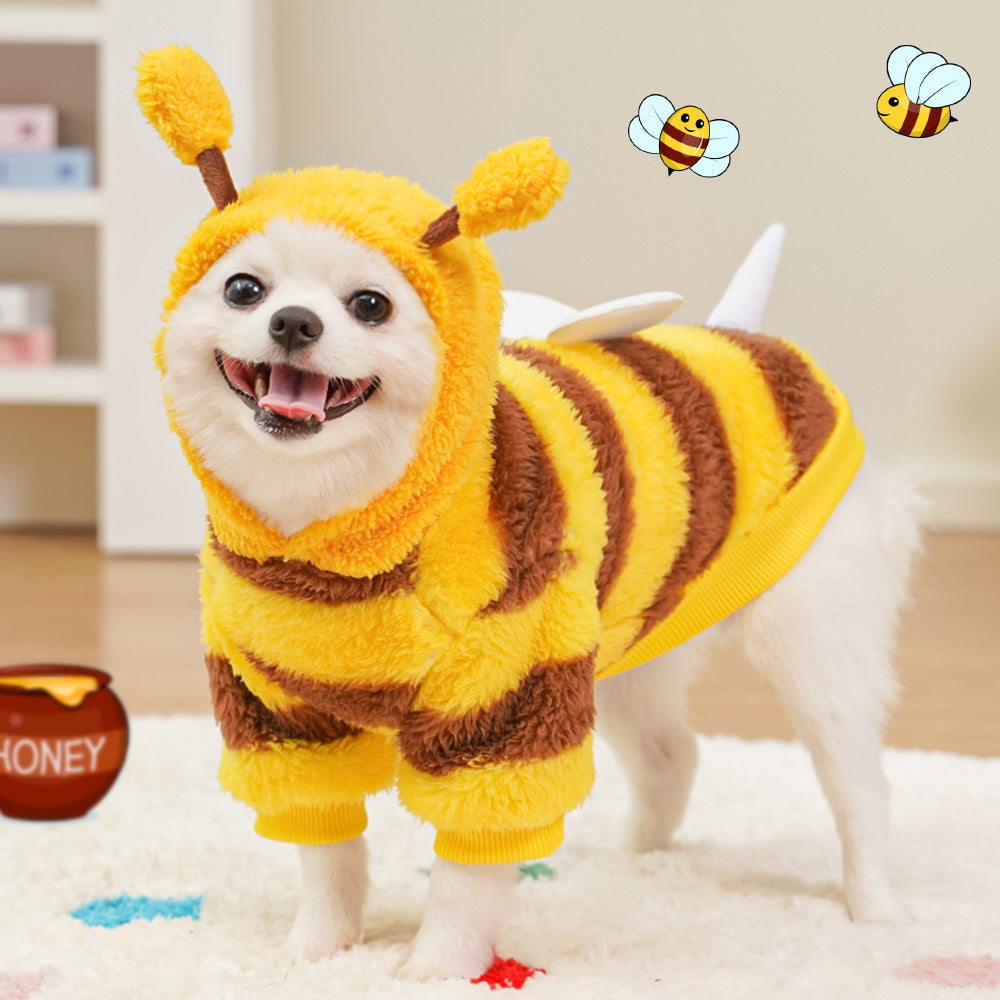 Pet Clothes Dog & Cat Transformation Outfit – Bee Fighting Cat Plush Toy Costume