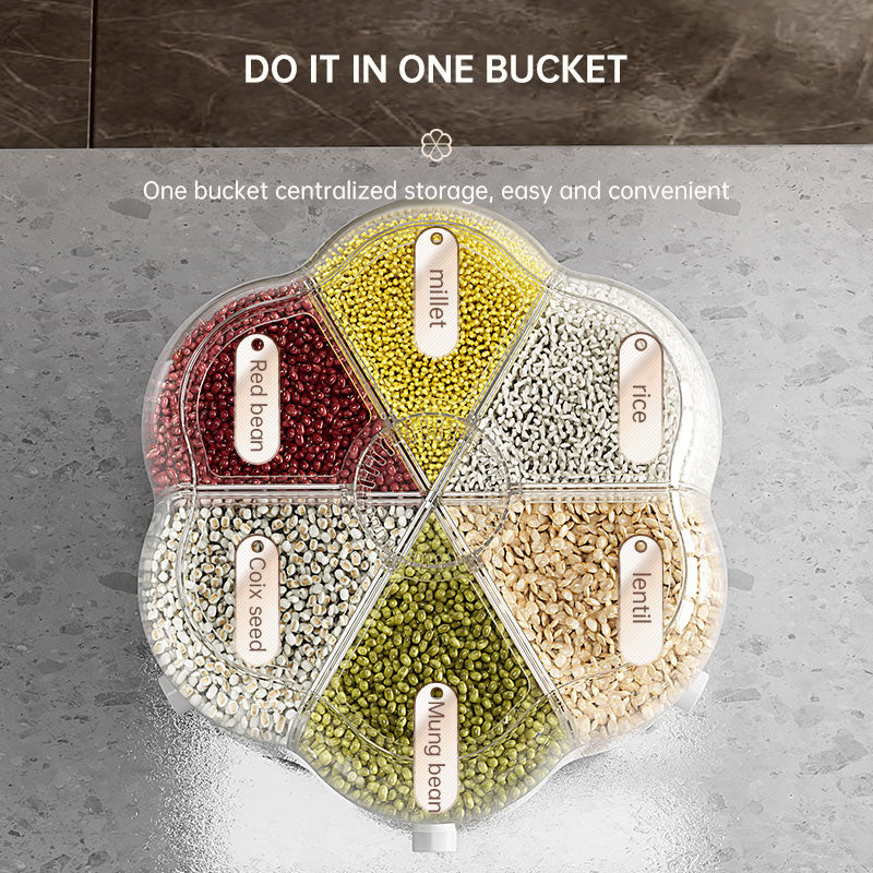 Rotatable Grain Storage Box – Divided Compartments, Insect & Moisture-Proof Household Storage