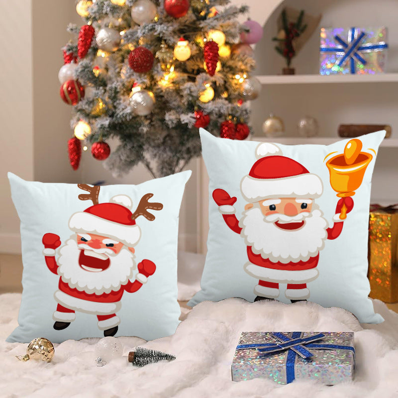 Santa Claus Printed Pillow Cover – Super Soft Holiday Cushion for Home Sofa & Christmas Party Decoration