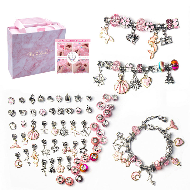 Cartoon Pink DIY Handmade Children’s Bracelet – Women’s Gift Box Luxury Jewelry