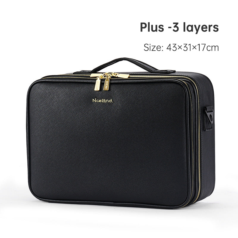 PU Portable Zipper Pouch Leather Makeup Organizer – Waterproof Zipper Pouch with Handle for Travel & Daily Use