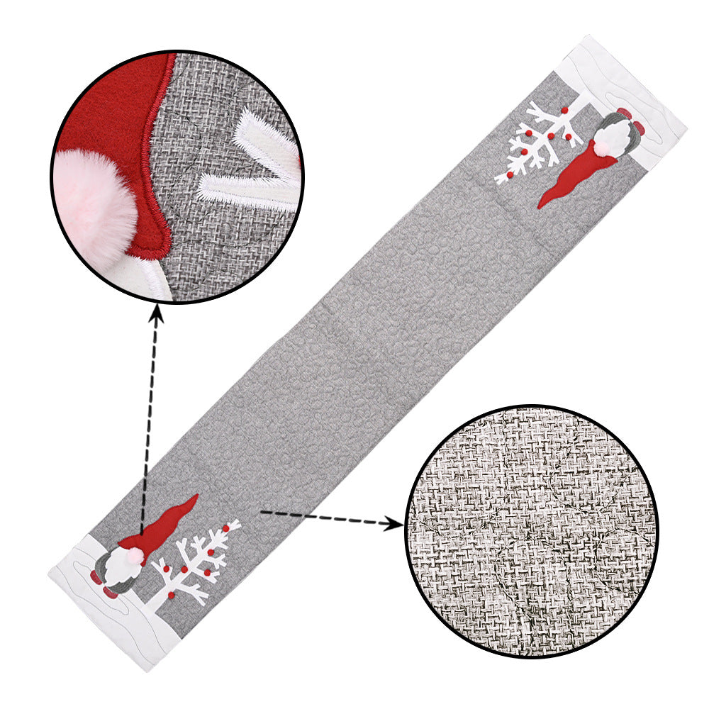 Christmas Faceless Dolls & Gray Table Flags – Festive Tablecloths, Placemats & Family Holiday Decorations