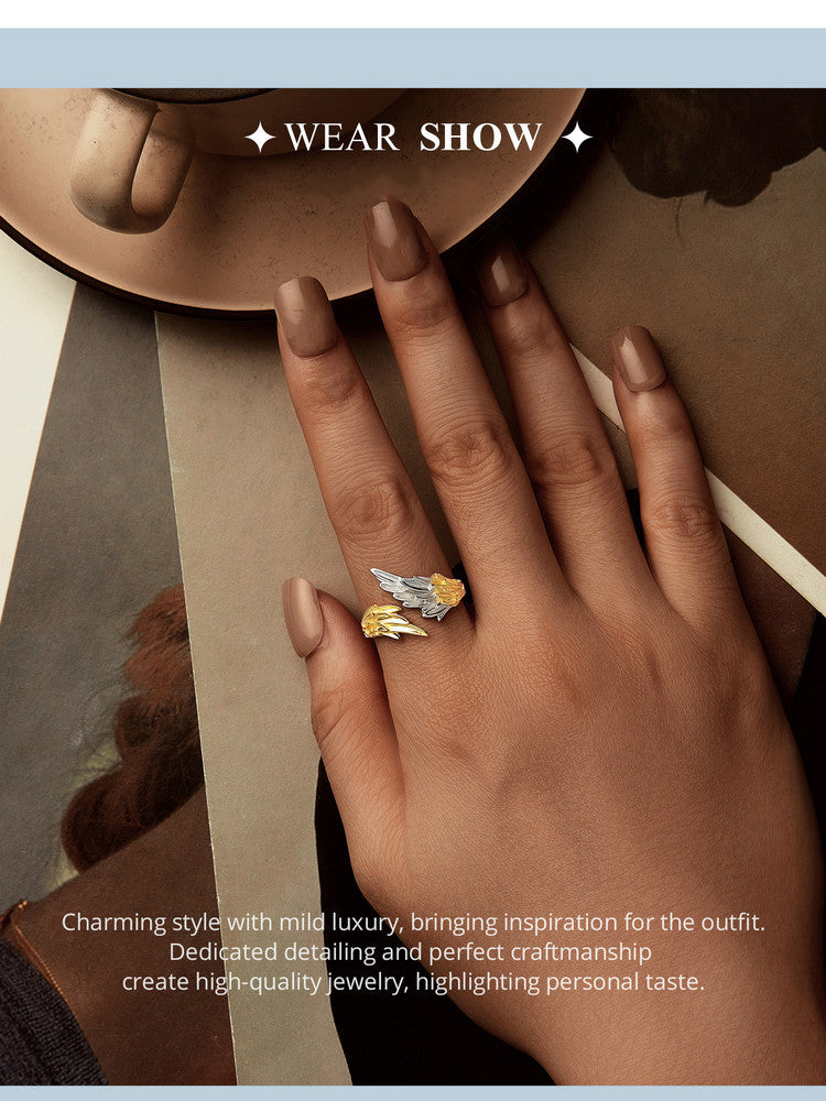 14K Gold Plated Wing Opening s925 Silver Ring –  Luxury Adjustable Fashion Jewelry