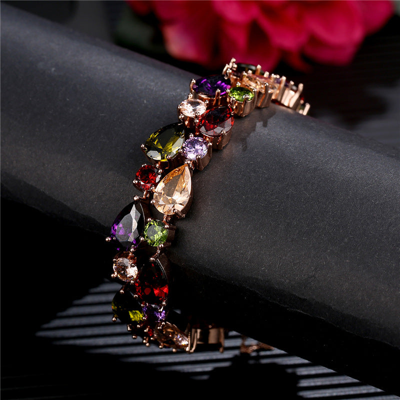 Colorful Rose Gold Zircon Bracelet – Mona Lisa Luxury Exaggerated AAA Jewelry