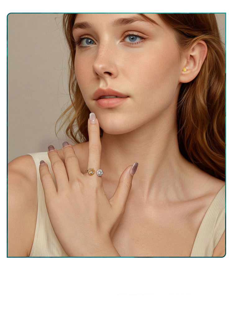 18K Gold Plated Cute Claw Print s925 Silver Ring – Asymmetric Luxury Open Adjustable Jewelry