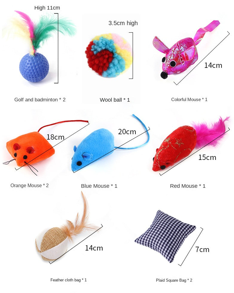 Cat Toy Set – 24-Piece Pet Catnip Bag, Rainbow Ball & Colorful Mouse Play Set