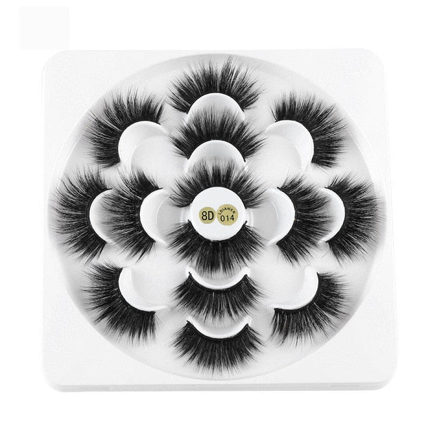 3D Mink Hair False Eyelashes – 25mm Thick, Long, Wispy Handmade Lashes, 7 Pairs