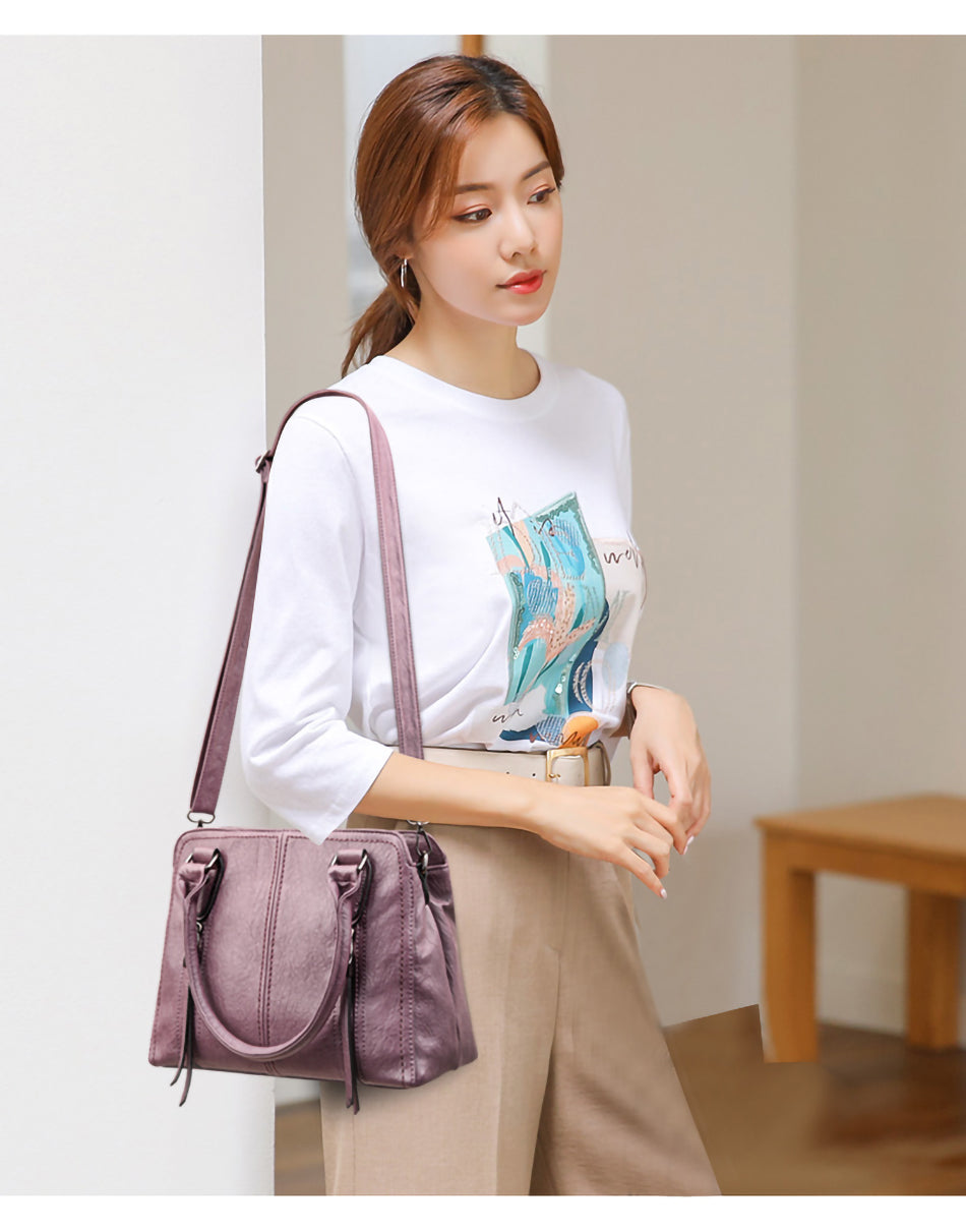 Luxury Women Messenger Bag – Leather Shoulder Tote & Crossbody Handbag for Travel and Casual Use