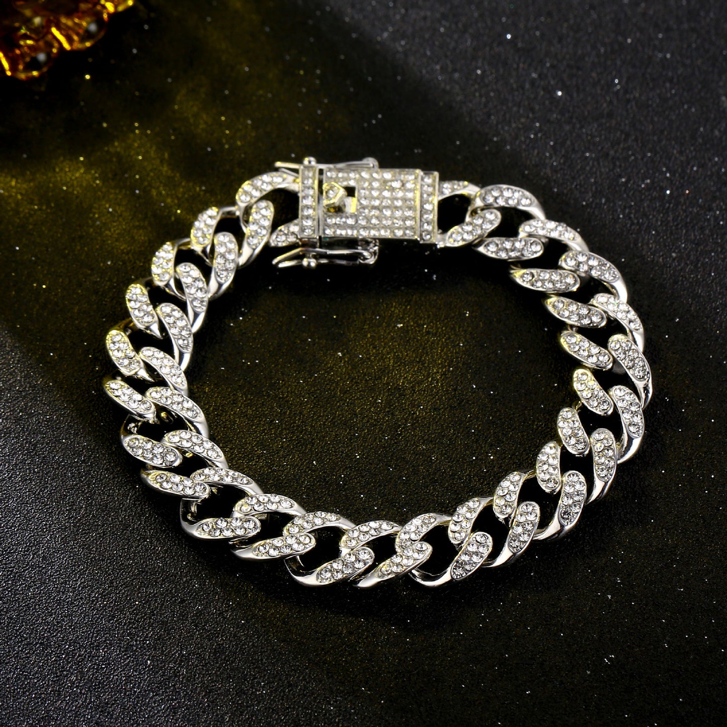 Men’s Trendy Hip Hop Large Gold Chain Diamond Cuban Chain – Luxury Bracelet