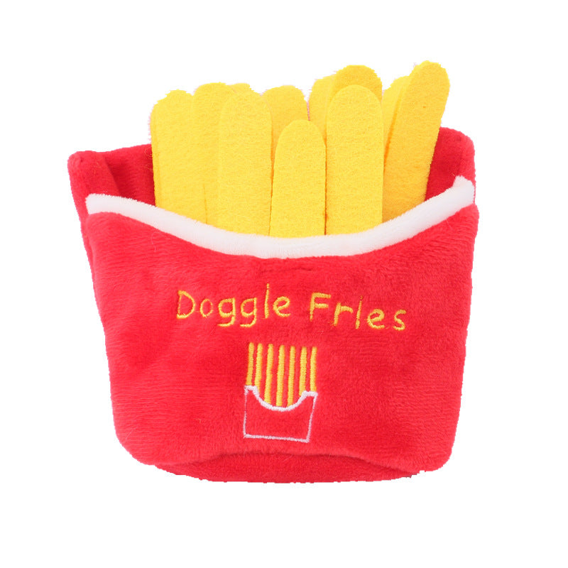 Pet Plush Toy – Simulation Pizza, Hamburger, Steak, Ice Cream & French Fries Sound Dog Toy