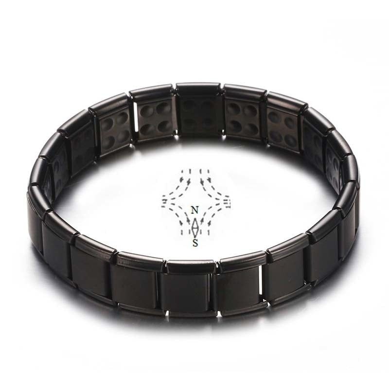 Stainless Steel Black Germanium Magnetic Chain Link Bracelet – Energy Healing Jewelry for Men & Women